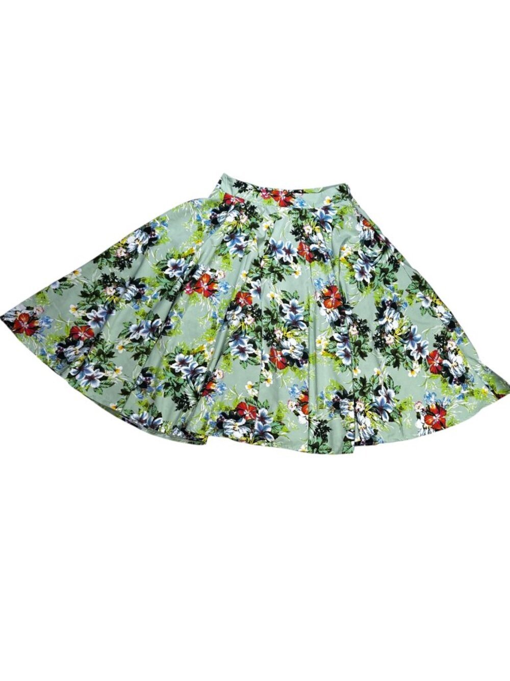 CMNC Large Tropical Floral Skirt A-Line Pockets Flare Retro Cottage Pockets